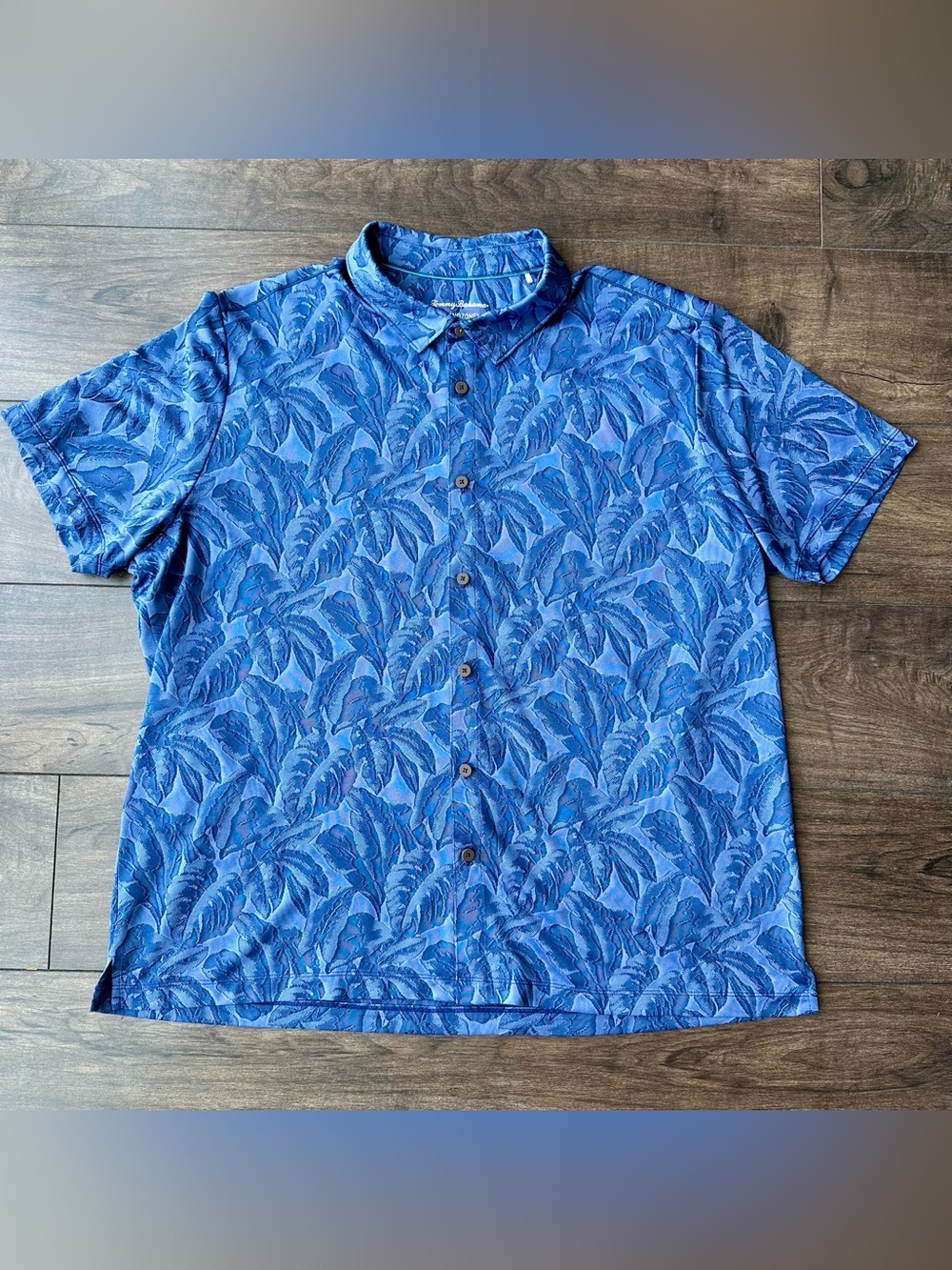Tommy Bahama IslandZone Men's 3XL Blue Tropical Palm Leaf Jacquard Shirt